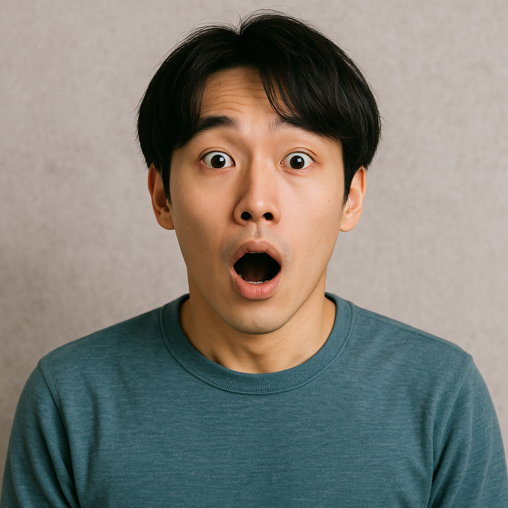 驚く男性の写真
